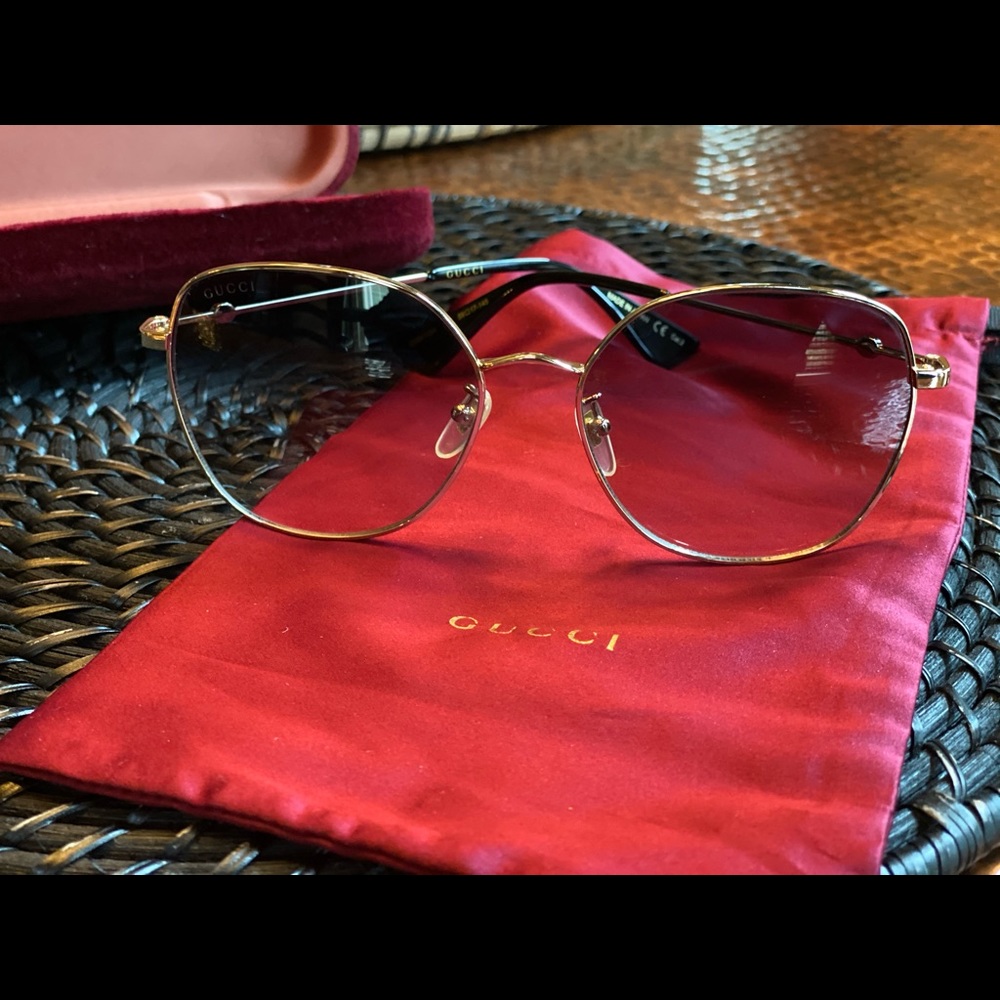 Gucci Grey Gradient Oval Sunglasses